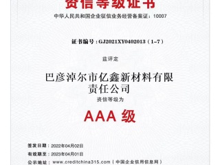 AAA Grade Certificate